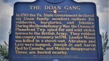 A sign describing the Doan gang