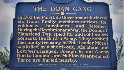 A sign describing the Doan gang