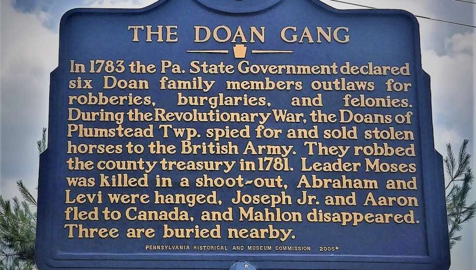 A sign describing the Doan gang