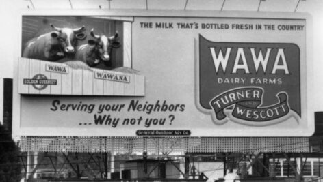 A Wawa billboard from a different era