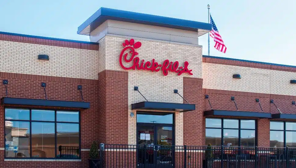 The exterior of a Chick-fil-A restaurant