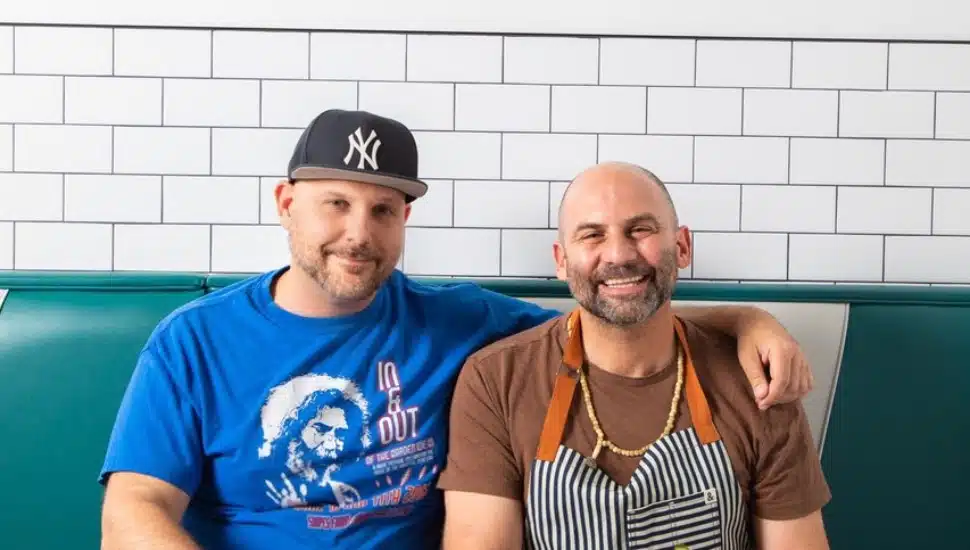Mike Dalewitz (left) with The Borscht Belt owner Nick Liberato (right).