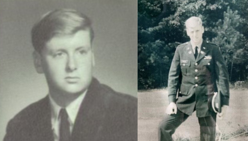 William Breece in a suit (left) and his Army uniform (right)
