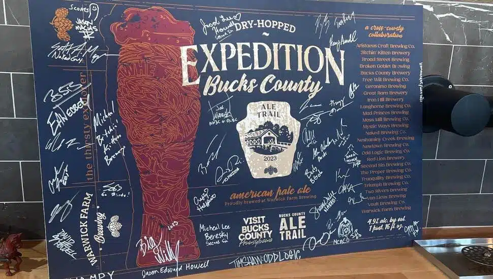 A sign promoting a new beer