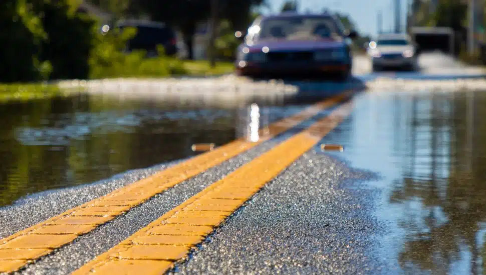 A street with water on it