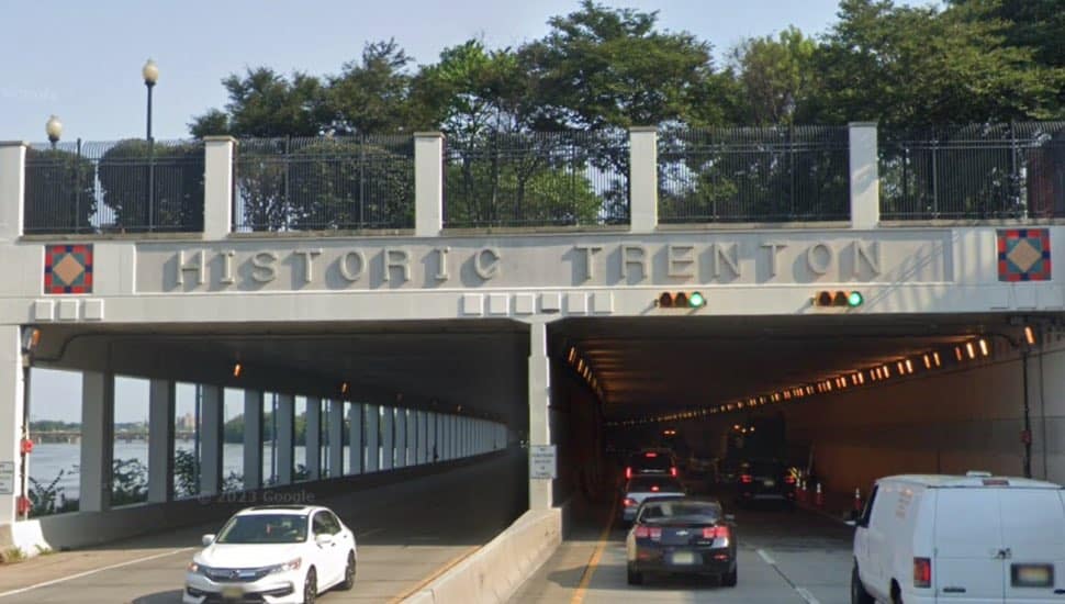 The sign atop a tunnel in Trenton, New Jersey