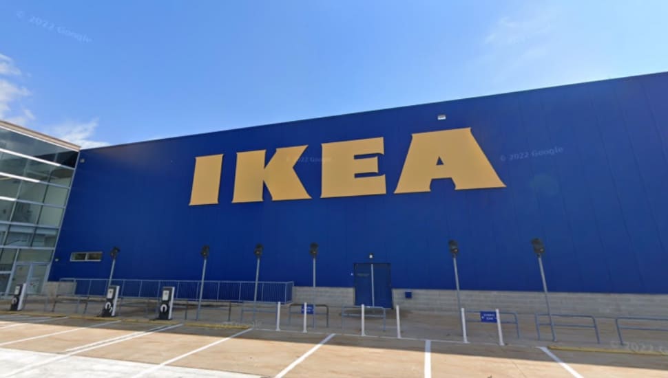 The exterior of an IKEA store in Pennsylvania