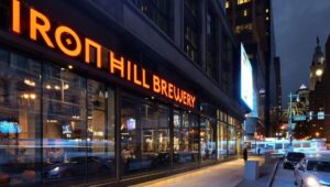 The exterior of an Iron Hill Brewery location