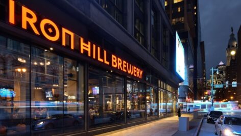 The exterior of an Iron Hill Brewery location