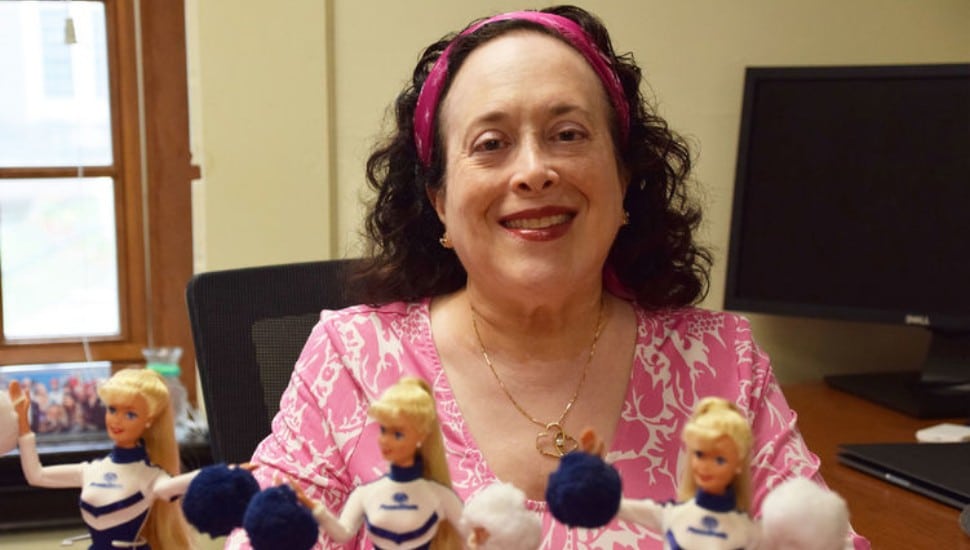 Eva Klein wearing pink with Penn State Barbie collection