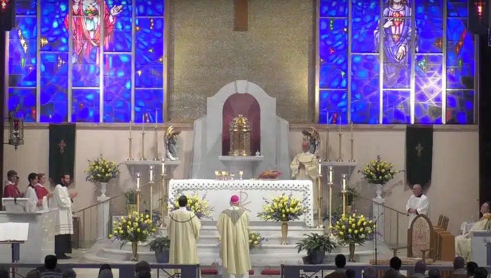 A mass inside of Our Lady of Good Counsel