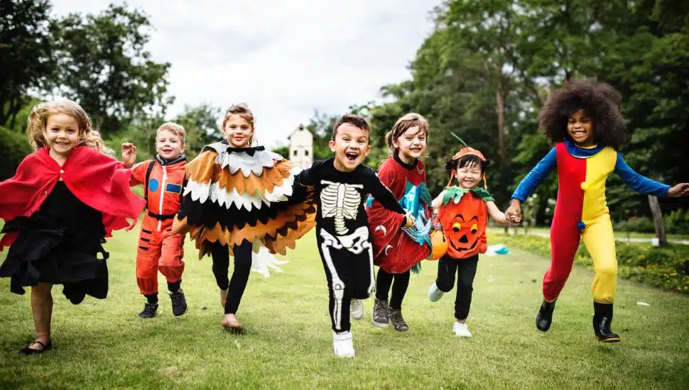 Children in Halloween costumes