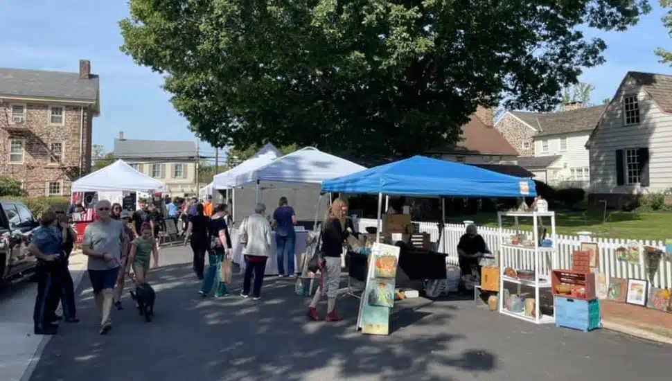 People attending the outdoor Newtown Market Day