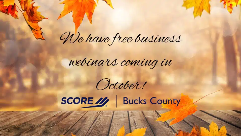 An event sign from SCORE Bucks County