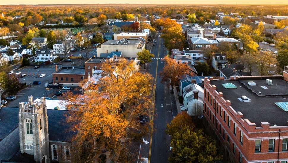 An aerial view of Princeton, New Jersey