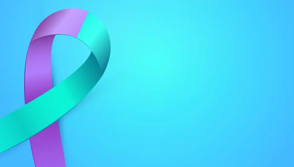 A suicide prevention ribbon