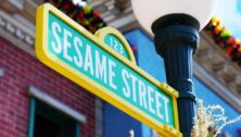 A "Sesame Street" sign at Sesame Place.
