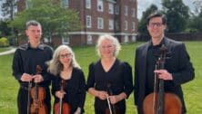 The members of the Fiddlehead Quartet with their instruments