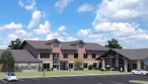 a rendering of the exterior of the behavioral health crisis center