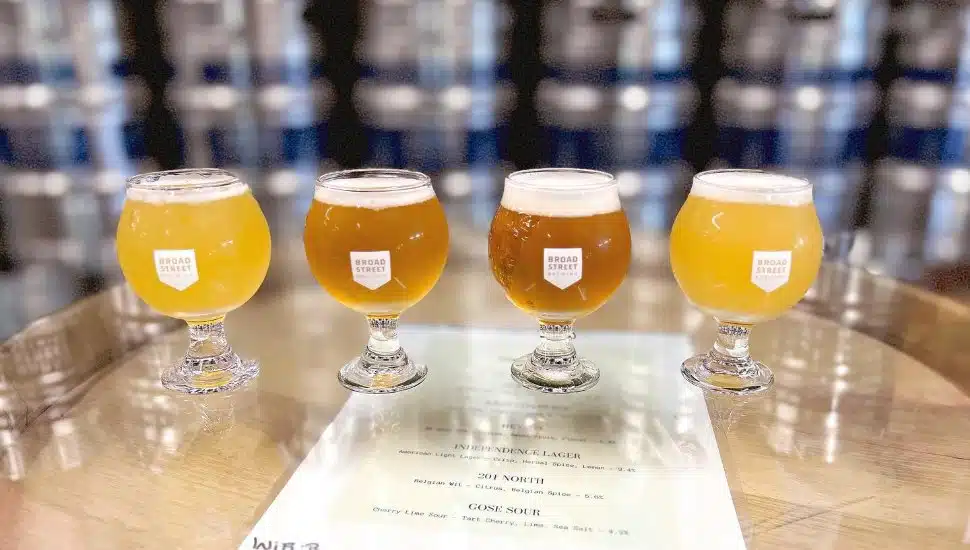 four glasses of beer side by side
