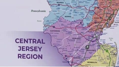 Map of the Central Jersey tourism region.