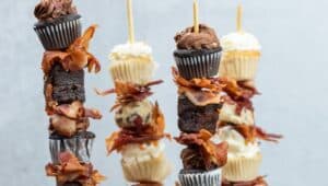 cupcakes on stick with bacon