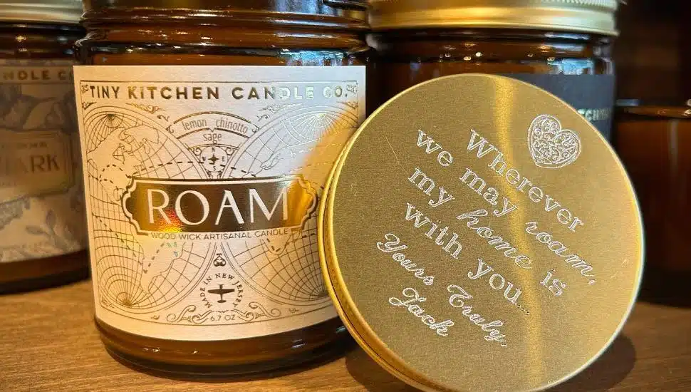 A candle from Unforgettable Engraved Gifts