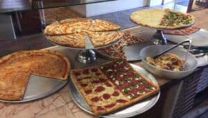 The pizza counter at Giuseppe’s Pizza and Family Restaurant.