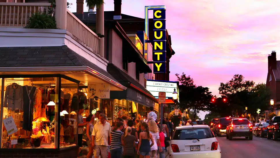About an hour from Center City Philadelphia, Bucks County’s Doylestown boasts an impressive and eclectic belt of attractions—James A Michener Art Museum, Mercer Museum, Fonthill Castle, County Theater, Moravian Pottery & Tile Works and a handful of wineries. The National Trust for Historic Preservation even praised the town for “rival(ing) many large cities … with its world-class cultural facilities, elegant Victorian architecture and historic attractions.” The shops and eateries along its main streets round out the suburban destination.