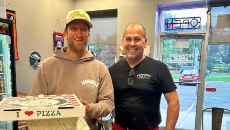 Barstool Sports and One Bite founder David Portnoy with owner of Peppino's