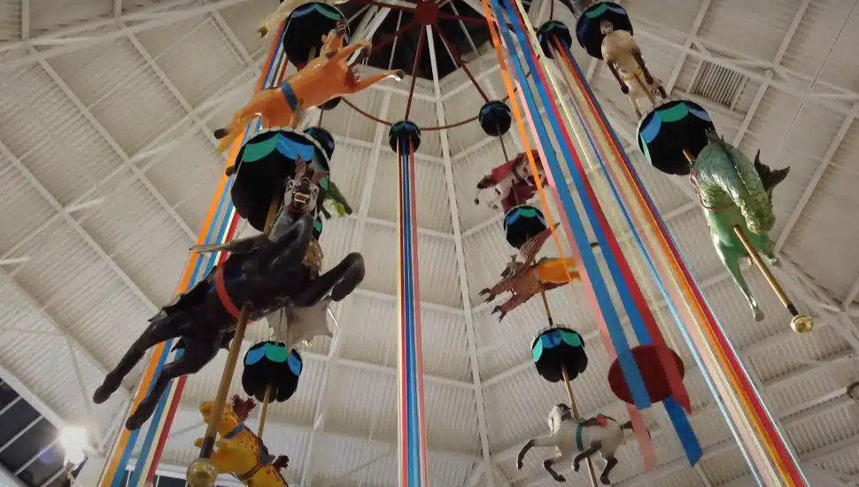 Willow Grove Mall ground perspective of carousel decoration on ceiling