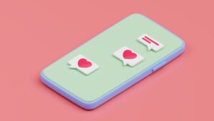 3d mockup of love message in smartphone chat. Valentine concept.
