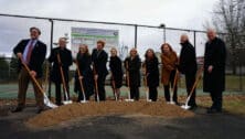 town officials at Doylestown central park breaking ground with shovel