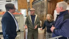 State Rep. Tim Brennan, left, and State Sec. of Agriculture Russell Redding with Amy and Gary Manoff, owners of Manoff Market Gardens & Cidery