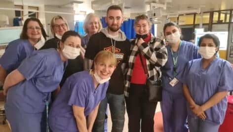 Matt Small with hospital staff in Ireland
