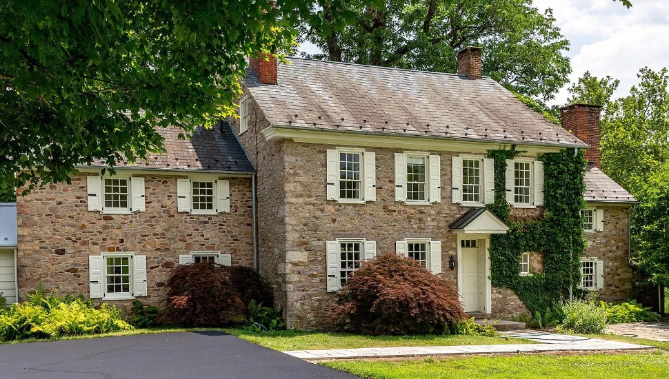 Exterior of 6550 Meetinghouse Road mansion, one of the priciest homes in Bucks County