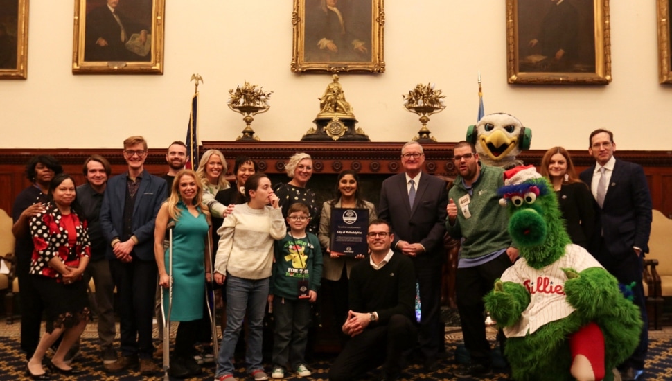 Mayor Kenney, city representatives, organizational leaders in City Hall