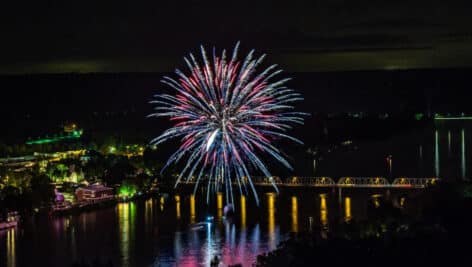 fireworks over Delaware River