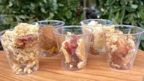 Styer Orchard pie samples in five different cups