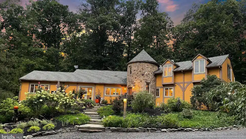 Exterior of Tudor home in Upper Black Eddy 141 Marienstein Road
