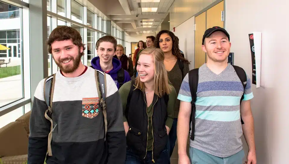 Bucks County Community College students gather in a group.