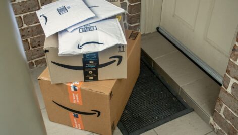 Amazon packages on a porch