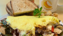 Cross Keys diner breakfast, toast, omelette and coffee
