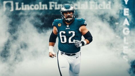 Jason Kelce running out of the Eagles tunnel