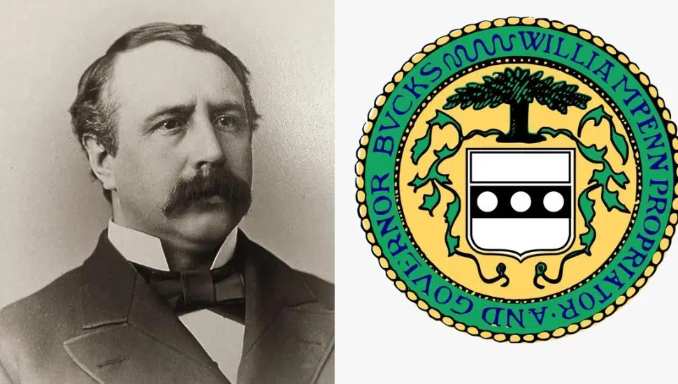 Harman Yerkes (left) and Bucks County's lost emblem (right)