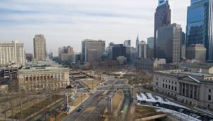 Aerial shot of downtown Philadelphia