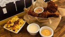 Ethiopian chicken and mac and cheese from Doro Bet