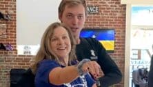 Sally Fabian-Oresic and Roman Doroshenko training for the Dance fundraiser at a dance studio in Doylestown.