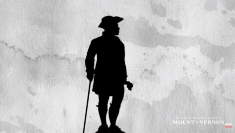 A silhouette of a man dressed in common attire from the late 1700s.