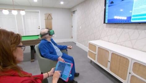 Langhorne woman watching Antarctica on virtual reality